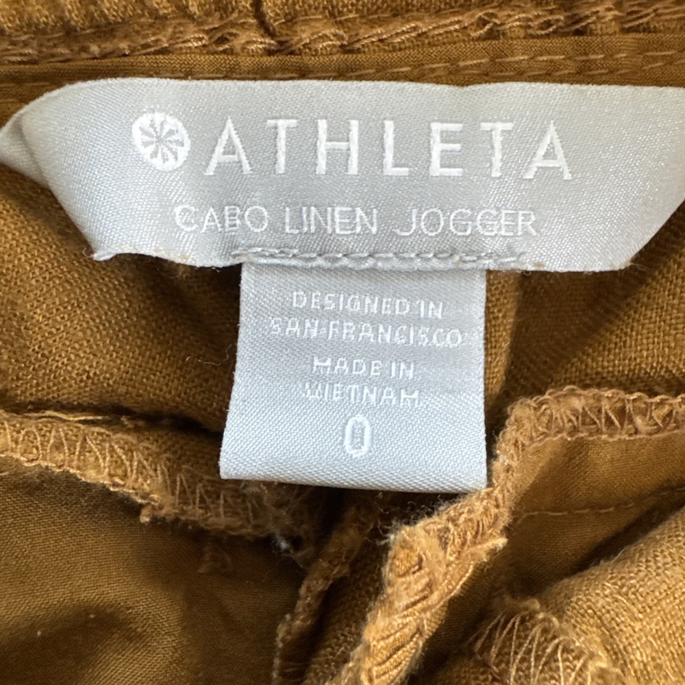 Athleta Cabo Linen Jogger Size 0 - 100% Linen in Rust - Picture 6 of 9